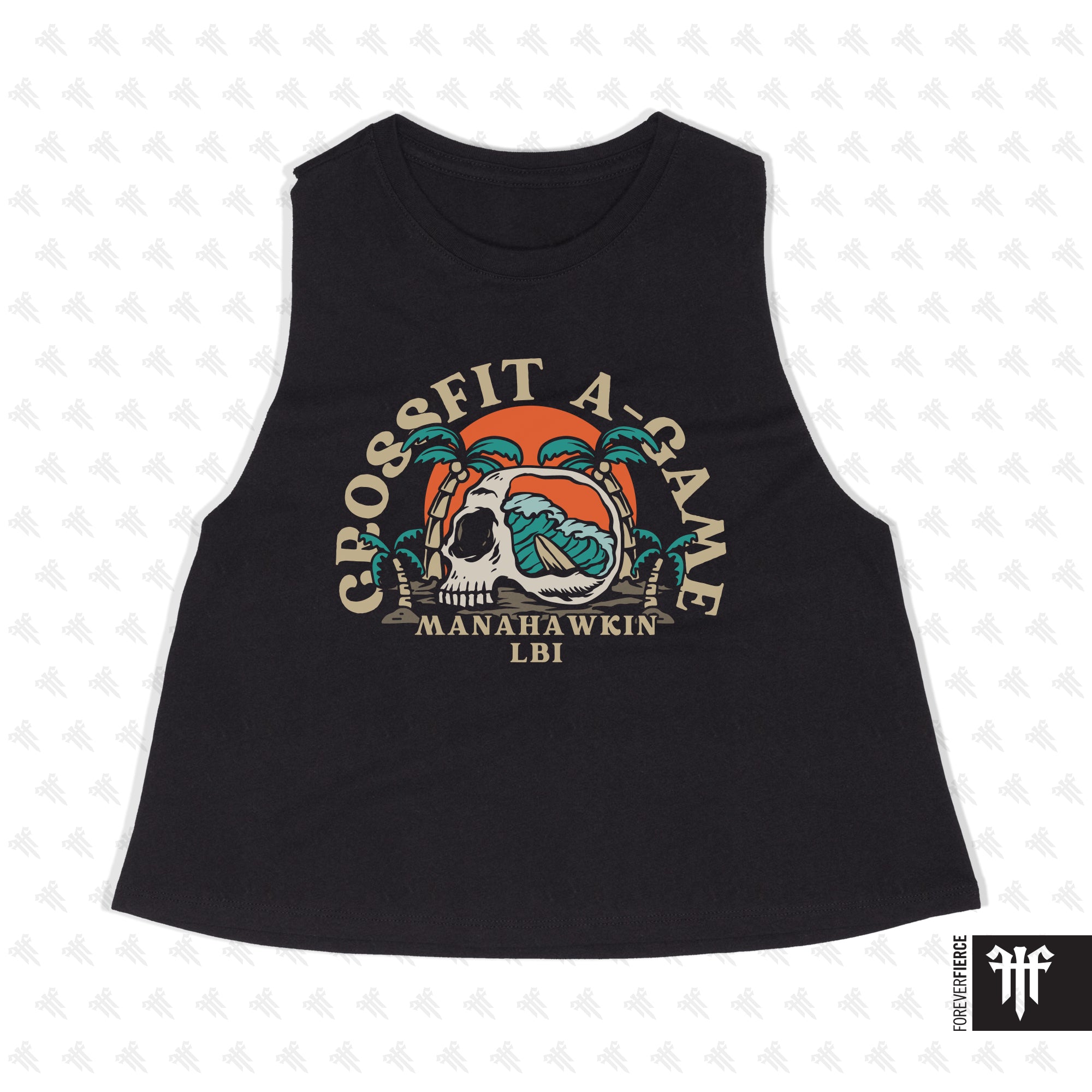 CrossFit A-Game August 2025 Beach Skull Womens Crop Tank